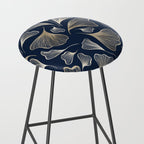 Festive, Gingko Leaves, Floral Prints, Navy Blue Stool Gallery Image 2