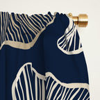 Festive, Gingko Leaves, Floral Prints, Navy Blue Window Curtain Gallery Image 2
