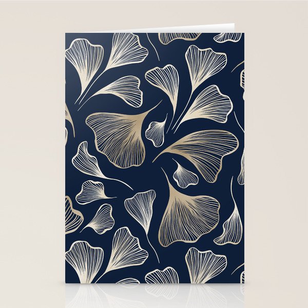 Festive, Gingko Leaves, Floral Prints, Navy Blue Stationery Card Gallery Image 2