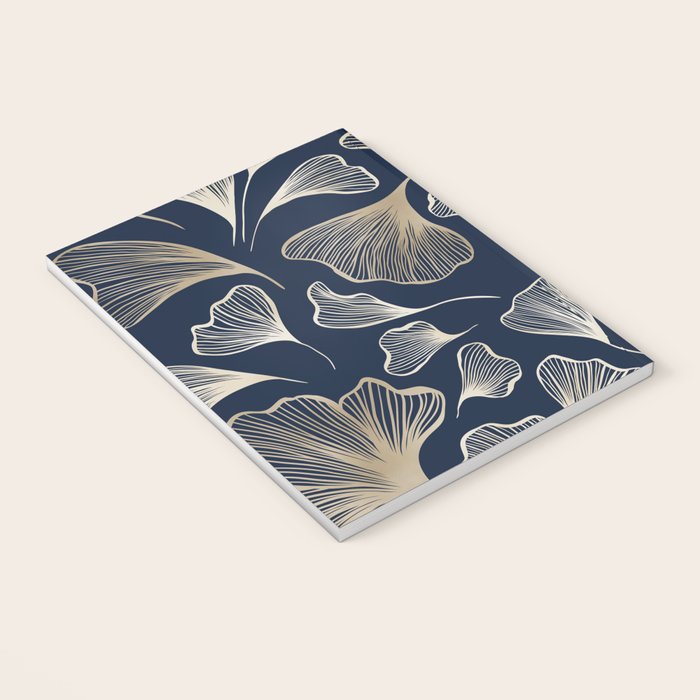 Festive, Gingko Leaves, Floral Prints, Navy Blue Notebook Gallery Image 3