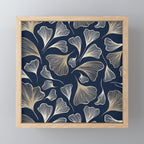 Festive, Gingko Leaves, Floral Prints, Navy Blue Mini Art Print Gallery Image 1