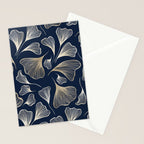 Festive, Gingko Leaves, Floral Prints, Navy Blue Stationery Card Gallery Image 2