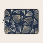 Festive, Gingko Leaves, Floral Prints, Navy Blue Laptop Sleeve Gallery Image 1