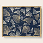 Festive, Gingko Leaves, Floral Prints, Navy Blue Serving Tray Gallery Image 1