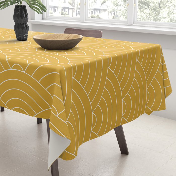 Waves (Mustard Yellow) Tablecloth Gallery Image 3