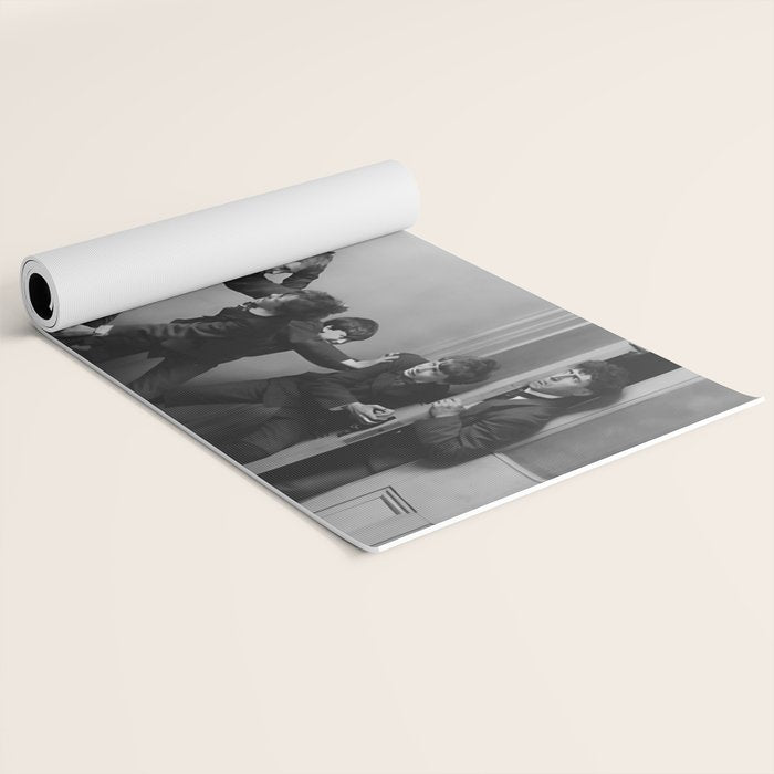Boys will be boys funny school boys rough housing black and white vintage photograph by Fitz Guerin Yoga Mat Gallery Image 2