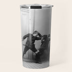 Boys will be boys funny school boys rough housing black and white vintage photograph by Fitz Guerin Travel Mug Gallery Image 1
