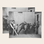 Boys will be boys funny school boys rough housing black and white vintage photograph by Fitz Guerin Placemat Gallery Image 1