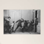 Boys will be boys funny school boys rough housing black and white vintage photograph by Fitz Guerin Welcome Mat Gallery Image 1