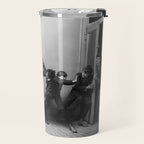 Boys will be boys funny school boys rough housing black and white vintage photograph by Fitz Guerin Travel Mug Gallery Image 2