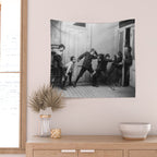 Boys will be boys funny school boys rough housing black and white vintage photograph by Fitz Guerin Wall Tapestry Gallery Image 2