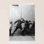 Boys will be boys funny school boys rough housing black and white vintage photograph by Fitz Guerin Stationery Card Gallery Image 2