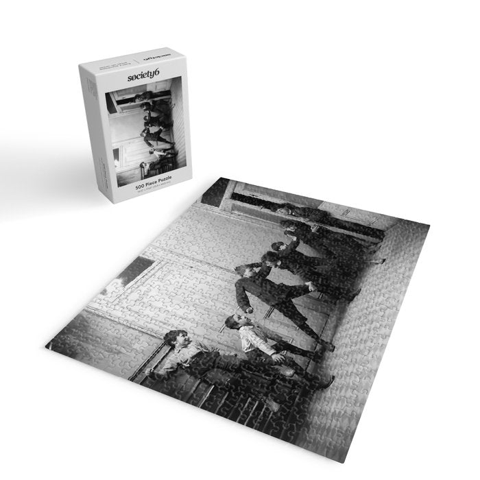 Boys will be boys funny school boys rough housing black and white vintage photograph by Fitz Guerin Jigsaw Puzzle Gallery Image 2