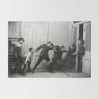 Boys will be boys funny school boys rough housing black and white vintage photograph by Fitz Guerin Rug Gallery Image 2