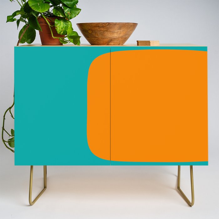 Clarity - Orange and Turquoise Minimalist Credenza Gallery Image 1