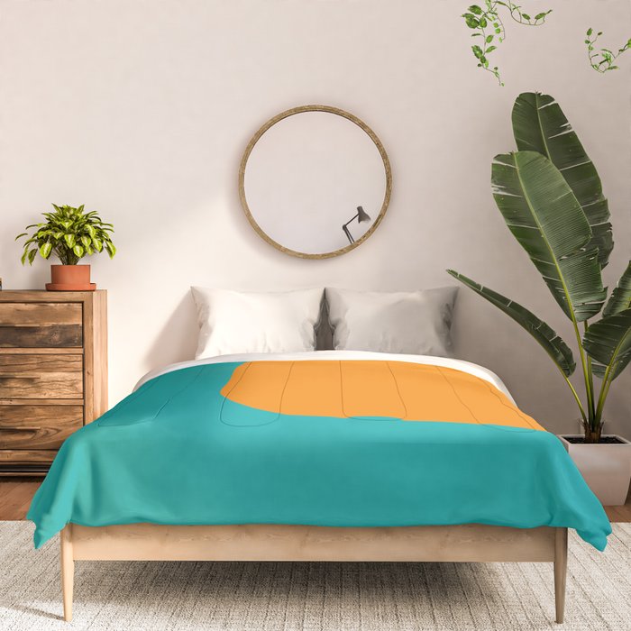 Clarity - Orange and Turquoise Minimalist Comforter Gallery Image 3