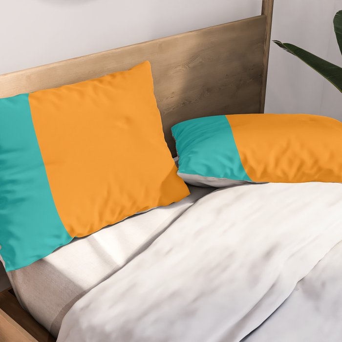Clarity - Orange and Turquoise Minimalist Pillow Sham Gallery Image 2