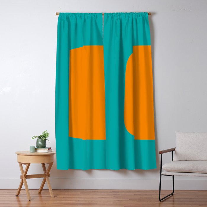 Clarity - Orange and Turquoise Minimalist Window Curtain Gallery Image 5