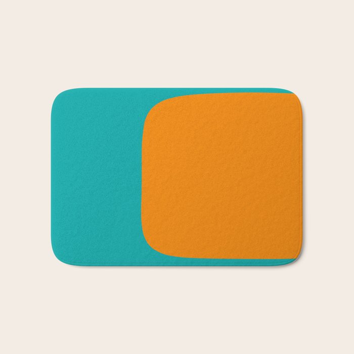 Clarity - Orange and Turquoise Minimalist Bath Mat Gallery Image 1