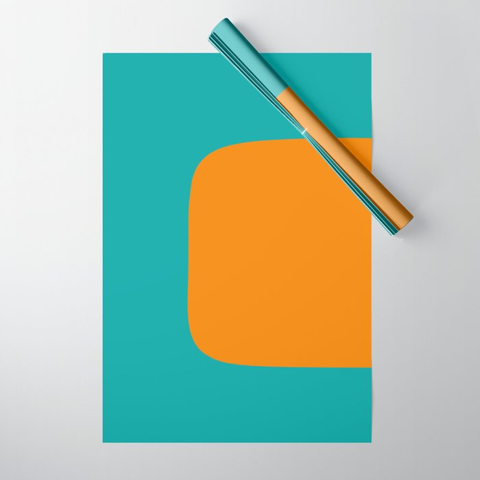Clarity - Orange and Turquoise Minimalist Wrapping Paper Gallery Image 1