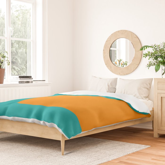 Clarity - Orange and Turquoise Minimalist Duvet Cover Gallery Image 2