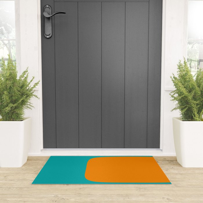Clarity - Orange and Turquoise Minimalist Welcome Mat Gallery Image 3
