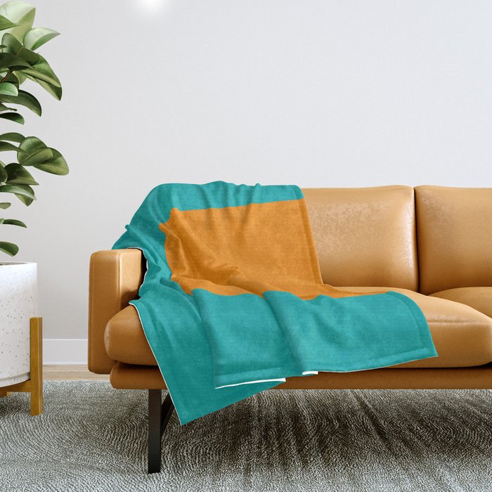Clarity - Orange and Turquoise Minimalist Throw Blanket Gallery Image 1
