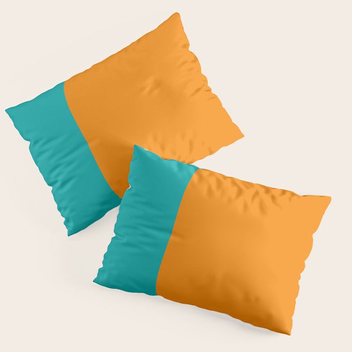 Clarity - Orange and Turquoise Minimalist Pillow Sham Gallery Image 1