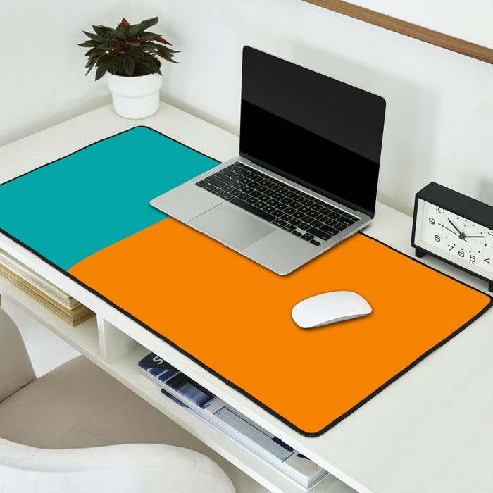 Clarity - Orange and Turquoise Minimalist Desk Mat Gallery Image 2