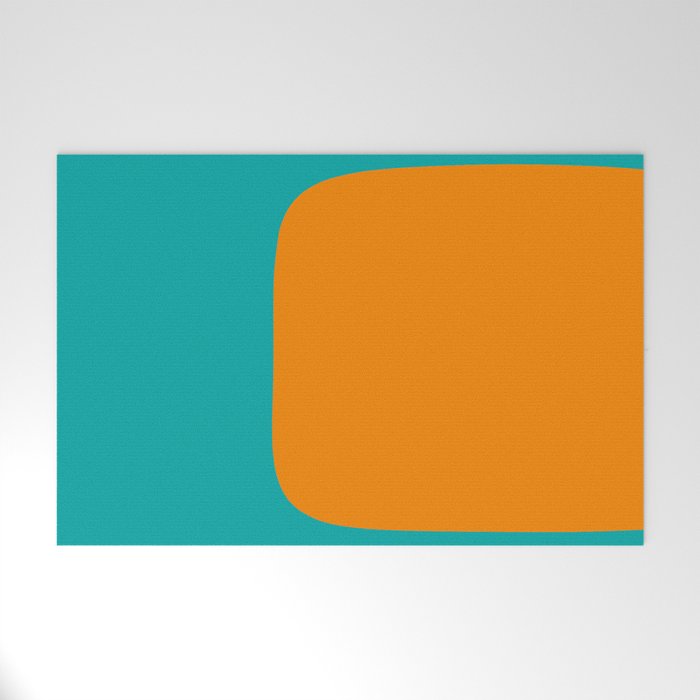 Clarity - Orange and Turquoise Minimalist Welcome Mat Gallery Image 1
