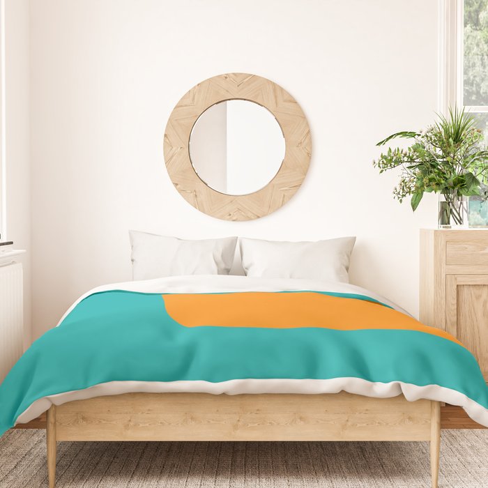 Clarity - Orange and Turquoise Minimalist Duvet Cover Gallery Image 3