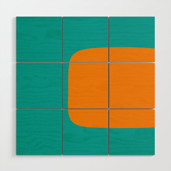 Clarity - Orange and Turquoise Minimalist Wood Wall Art Gallery Image 1