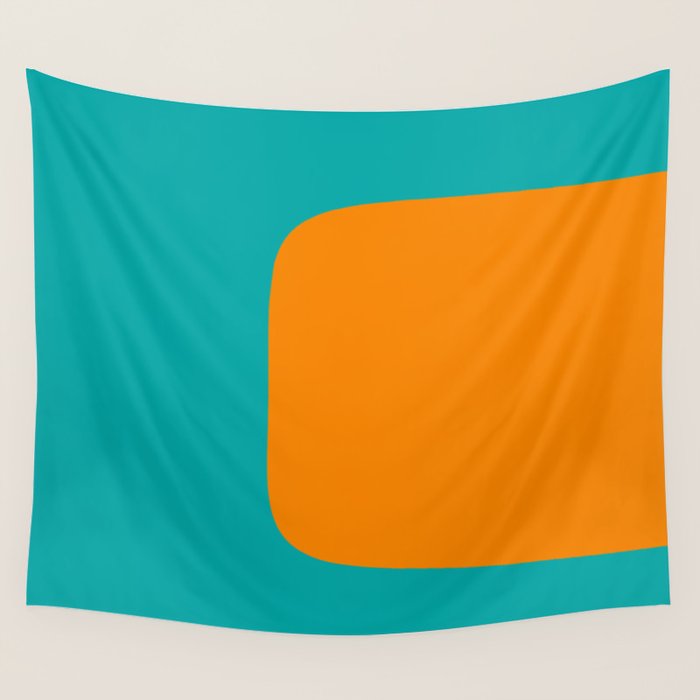 Clarity - Orange and Turquoise Minimalist Wall Tapestry Gallery Image 4
