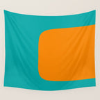 Clarity - Orange and Turquoise Minimalist Wall Tapestry Gallery Image 4