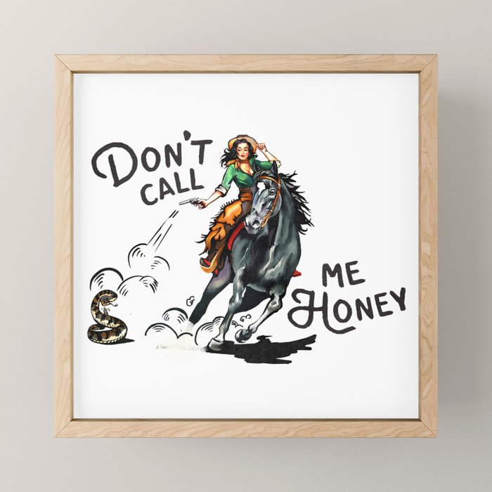 "Don't Call Me Honey" Cowgirl On Horseback Shooting a Rattlesnake Mini Art Print Gallery Image 1