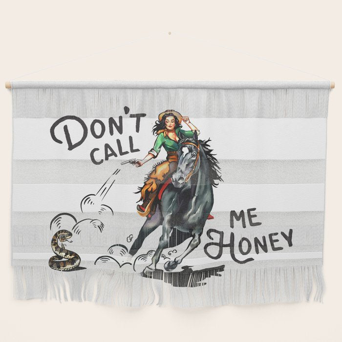 "Don't Call Me Honey" Cowgirl On Horseback Shooting a Rattlesnake Wall Hanging Gallery Image 1