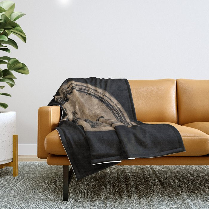 Enso Zen Circle and Bonsai Tree Gold Throw Blanket Gallery Image 1