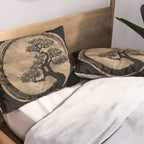 Enso Zen Circle and Bonsai Tree Gold Pillow Sham Gallery Image 2