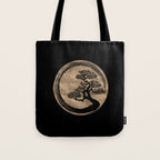 Enso Zen Circle and Bonsai Tree Gold Tote Bag Gallery Image 1