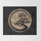 Enso Zen Circle and Bonsai Tree Gold Throw Blanket Gallery Image 2