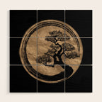 Enso Zen Circle and Bonsai Tree Gold Wood Wall Art Gallery Image 1