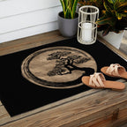 Enso Zen Circle and Bonsai Tree Gold Outdoor Rug Gallery Image 2