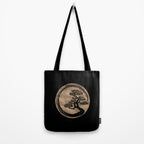Enso Zen Circle and Bonsai Tree Gold Tote Bag Gallery Image 2