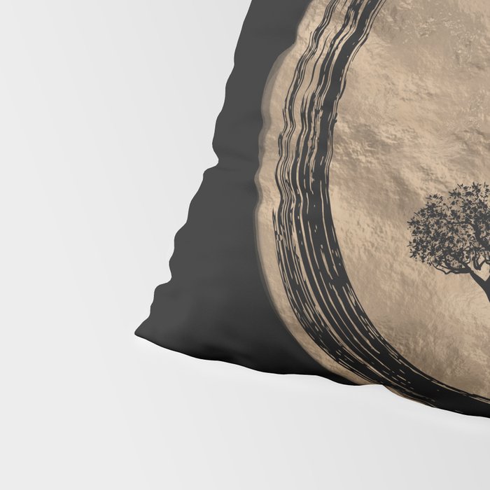Enso Zen Circle and Bonsai Tree Gold Pillow Sham Gallery Image 4