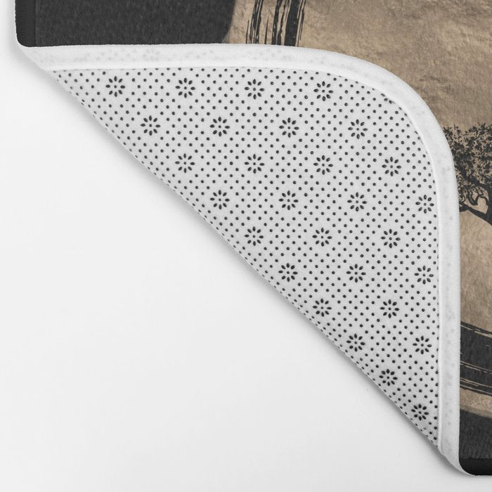Enso Zen Circle and Bonsai Tree Gold Bath Mat Gallery Image 2