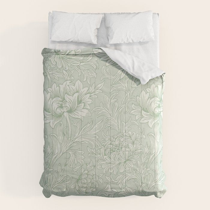 William Morris Chrysanthemum Toile Willow Green Comforter Gallery Image 6