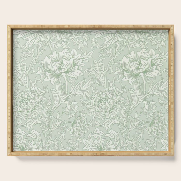 William Morris Chrysanthemum Toile Willow Green Serving Tray Gallery Image 1