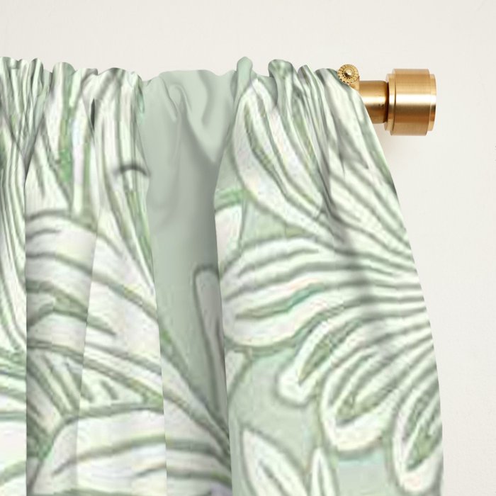 William Morris Chrysanthemum Toile Willow Green Window Curtain Gallery Image 2