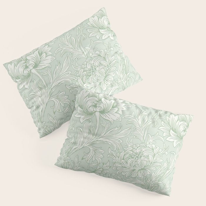 William Morris Chrysanthemum Toile Willow Green Pillow Sham Gallery Image 1