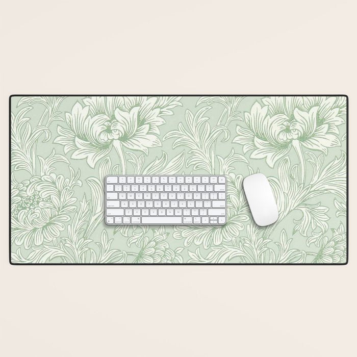 William Morris Chrysanthemum Toile Willow Green Desk Mat Gallery Image 1